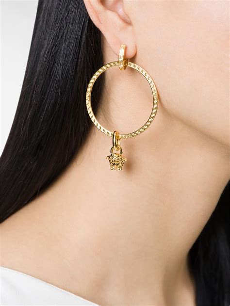 versace chain medusa earrings|Versace Medusa hoop earrings.